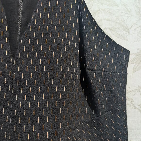 Charles Henry Halter Keyhole Dress Lined Black Gold Metallic Pattern Size 2 - Picture 5 of 13